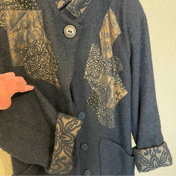 CB Wraps by Chadwicks Vintage Long Wool Wearable Art Maxi Coat Size M - Picture 6 of 16